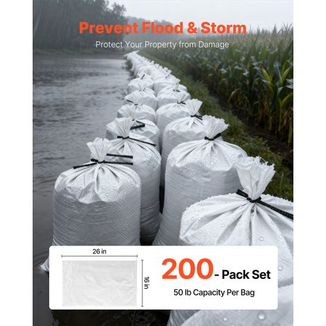 Sacs de Sable Vides Lot de 200 Sacs de Sable Résistants 40x66 cm (1/5)
