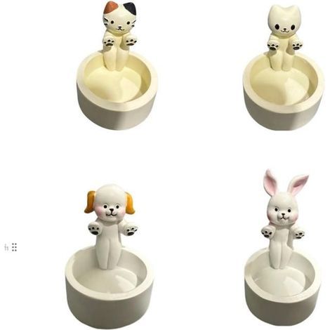Cute Animal Candle Holders - Resin Decorative Items - Set of Four (1/4)
