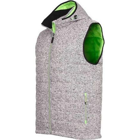 Gilet Sans Manches de Travail Teddy Taille 3XL - Gris Chiné/Vert Fluo - Résistant et Confortable - D-Work
