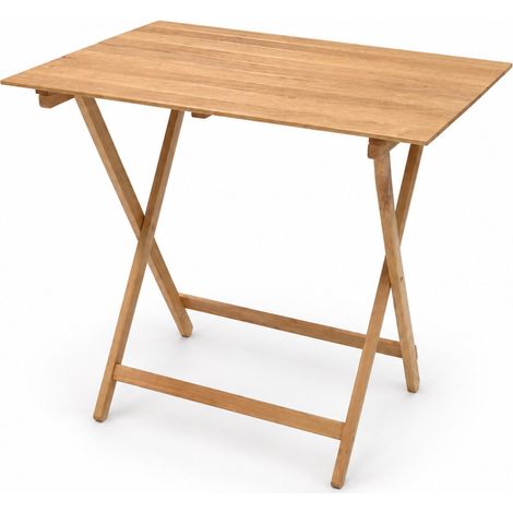 Mesa de picnic plegable de madera natural, que ahorra espacio, 80x60 cm (1/5)