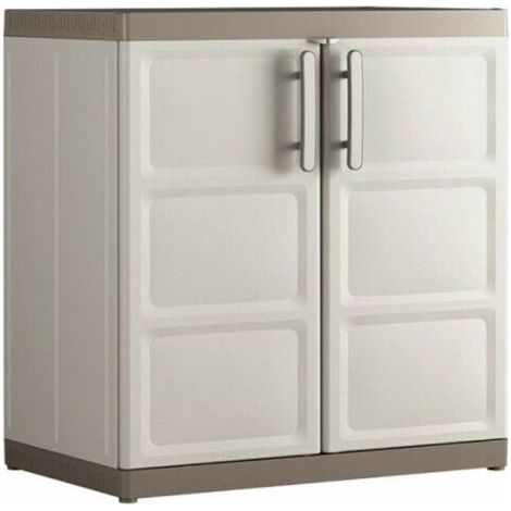 Niedriger Mehrzweck-Kleiderschrank mit zwei Türen und zwei Einlegeböden Beige EXCELLENCE 89x54x h93 cm