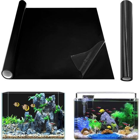 Fond d'aquarium - En PVC statique - Film autocollant - En vinyle - Pour fond d'aquarium - Noir - 200 x 30 cm (1/5)