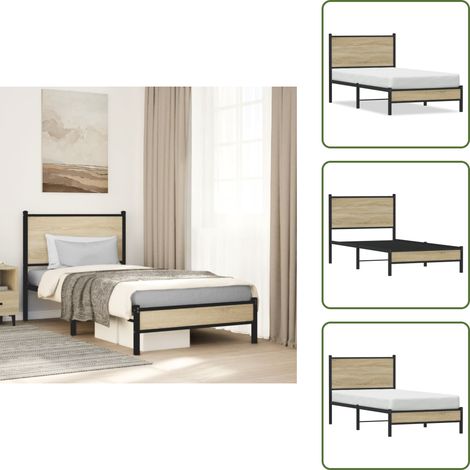 Cadre de lit en métal sans matelas chêne sonoma 80x200 cm - Cadre De Lit - Cadres De Lit - Lit Simple - Lit (1/5)