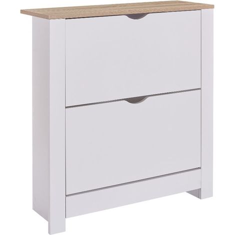 Tivoli Zapatero 2 trampones 1 cajón abatibles melamina blanco y aserrado 81x74x24 cm (1/5)