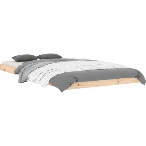 Bed Frame Natural Pine Solid wood, Plywood Single vidaXL (1/4)