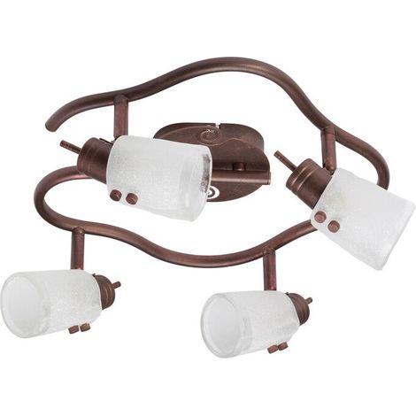 [NEUWERTIG] B-Ware Deckenlampe Fossano 4er-Spot LED Strahler Lampe dimmbar braun goldpatiniert (1/2)