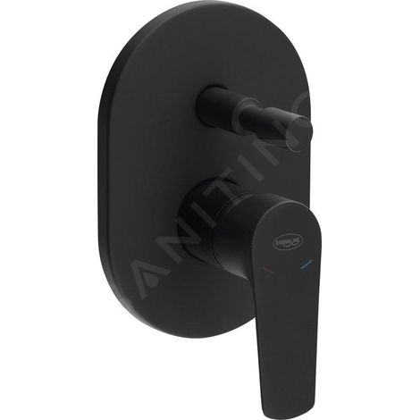 Aqualine Lotta - Mitigeur encastré, 2 sorties, avec interrupteur et corps, noir mat LT742B (1/4)