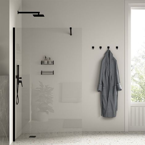 Parete Walk-in 120 cm Vetro Trasparente e Profilo Nero - Rest