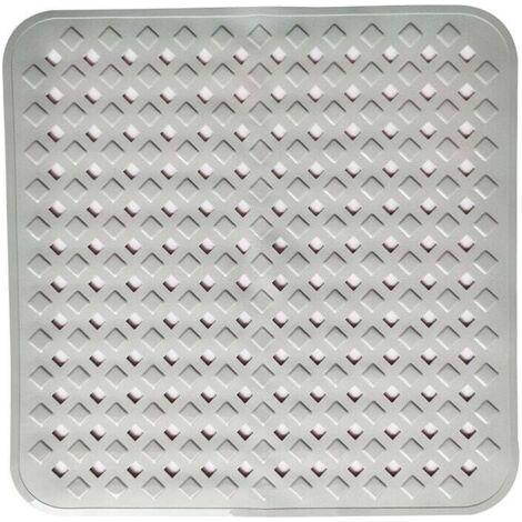 (Gris) Tapis de douche antidérapant pour peaux sensibles 53 x 53 cm, sans BPA, tapis de douche antidérapant anti-moisissure, tapis de sol de salle de bain lavable en machine