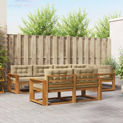 Outdoor-Sofagarnitur mit Kissen 7 pcs Natur und Beige (1/5)