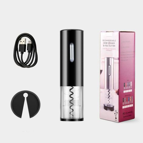 Ouvre-bouteille électrique rechargeable avec tire-bouchon automatique, coupe-capsule et lumière LED, idéal pour les fêtes à la maison, les restaurants et les mariages. (1/5)