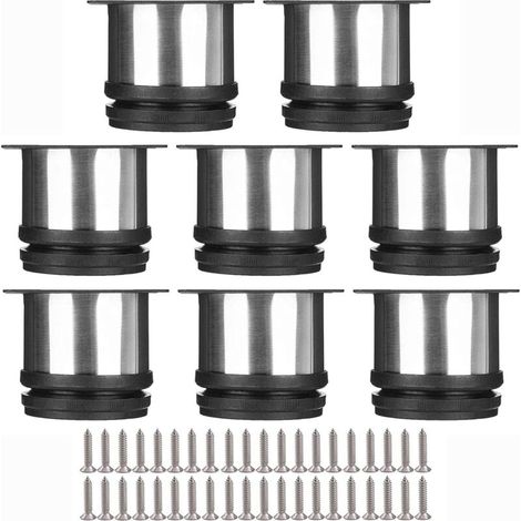 Juego selecto de 8 patas para muebles, patas de cocina ajustables Ø 50 mm/altura 50 mm, patas redondas de metal de acero inoxidable para sofá/mesa - Crezuo