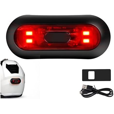 Lampe pour casque de vélo pour la pratique nocturne  Utilisation à moto et à vélo, 3 modes, rechargeable 200 mAh, étanche IPX6, fixation par Velcro, compacte (1/4)