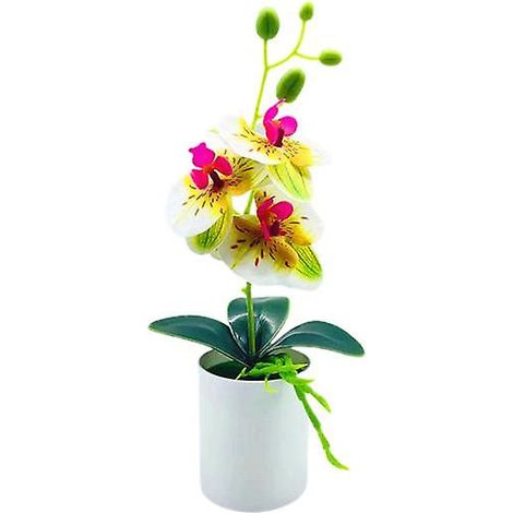 Bonsaï artificiel réaliste et durable, orchidée papillon artificielle, pour une conservation optimale.jaune (1/5)