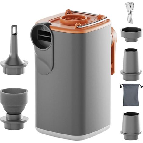 Tragbare Luftpumpe, wiederaufladbarer Inflator mit Campinglicht und 5 Düsen – wiederaufladbare Mini-Luftpumpe, für aufblasbare Gegenstände, Schwimmmatratze, Zuhause, Reisen, Sport, Strand, Straßenrand (1/5)