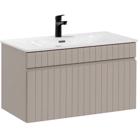 Meuble simple vasque encastrée 80cm Zelie Cachemire (1/5)