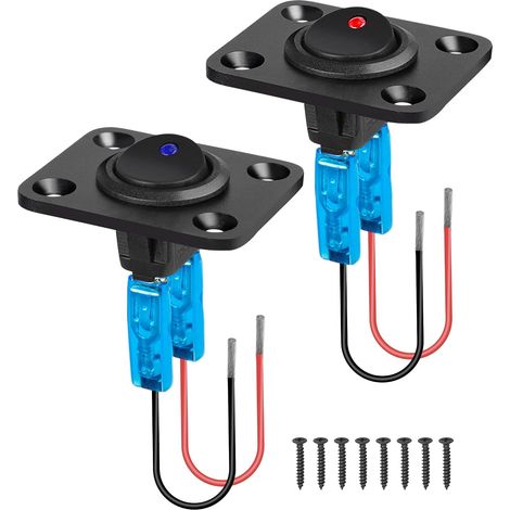 Rocker Toggle Switch Panel, 12V 20A SPST Round ON/OFF Switch with Blue and Red LEDs for Car, Boat, RV, Marine (1/5)