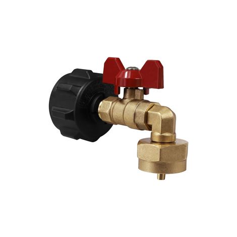 Adaptateur de recharge propane QCC1 avec robinet à boisseau et manomètre, camping plein air, lot de 2 pièces, laiton, jaune. (1/5)