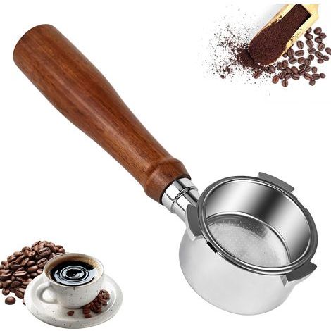 Porte-filtre sans fond 51 mm, Porte-filtre à café réutilisable sans fond, pour Dedica EC680/EC685/EC885 avec 3 oreilles, Poignée d'épissure en bois de noyer et acier inoxydable