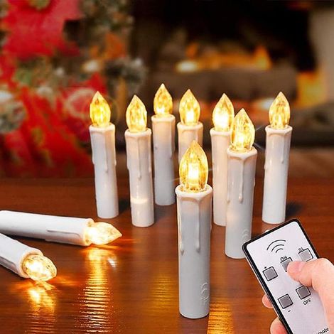 Vela LED Inalámbrica - Llama Parpadeante - Control Remoto - Temporizador - 10 Unidades (1/5)