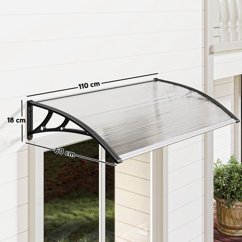 Store extérieur pour fenêtres et portes, en polycarbonate et aluminium, 110 x 60 x 18 cm - transparent (1/5)