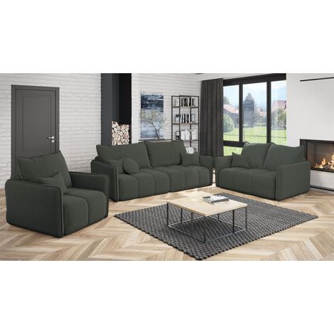 Sofaset Designersofa MORGANO 3-2-1 Stoff Abriamo Graphit (1/5)