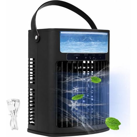 Ecleanfy - Climatiseur Portable 4 En 1, Petit Climatiseur Portable, Rafraîchisseur D'Air Par Évaporation, 5 Vitesses De Ventilation - Noir