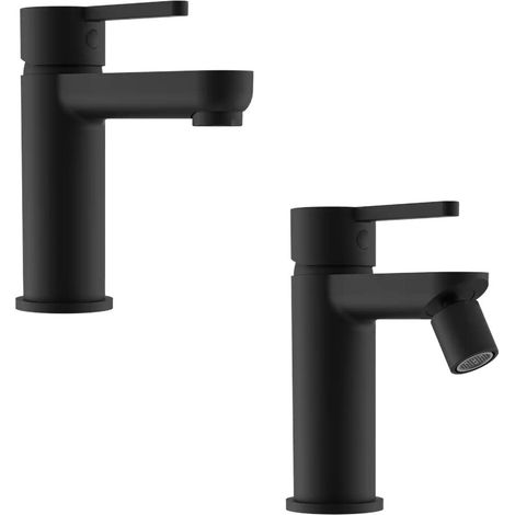 Set miscelatore lavabo e bidet senza scarico in ottone nero opaco Virna (1/4)