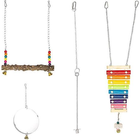Lot de 4 jouets xylophone pour poules, balançoire pour poules, miroir pour poules, porte-fruits pour poules (1/5)