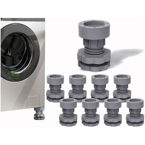 8 pcs Patins anti-vibrations pour machine à laver, supports réglables anti-chocs et anti-bruit pour sèche-linge, patins pour pieds de lave-linge