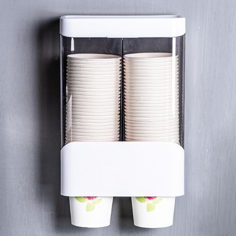Distributeur de gobelets à double compartiment -Gris-blanc haut de gamme (1/5)