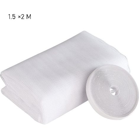 Moustiquaire de fenêtre 150 x 200 cm – Maille en nylon anti-insectes – Bande auto-adhésive pour installation facile – Protection optimale, Blanc (1/4)