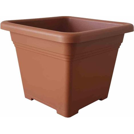 Topf QUADRO 48 x 48 x 38,2 cm, terracotta Quadratisches Kunststoffgefäß mit Bodenlöchern