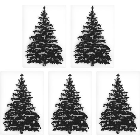 Lot de 5 dossiers de gaufrage en plastique pour la fabrication de cartes DIY, scrapbooking et loisirs créatifs, motif arbre de Noël. (1/5)