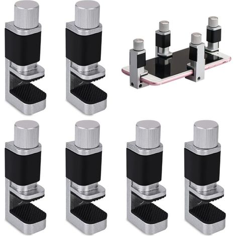 6 pièces de fixation de pince métallique réglable, pince d'affichage LCD, pince de fixation clip écran LCD, outils de réparation d'écran de téléphone réglables pour smartphone et ordinateur (1/4)