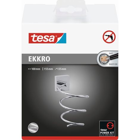 tesa 40242 Soporte para secador de pelo cromado sin taladro