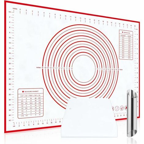 tapis patisserie antidérapant Tapis de Cuisson en Silicone Très Grand 70cm x 50cm Tapis de Pâte Reutilisable Anti-Adhérent avec Mesures Gradué Grattoir à Pâte Moule Cannoli pour Macaron (1/5)