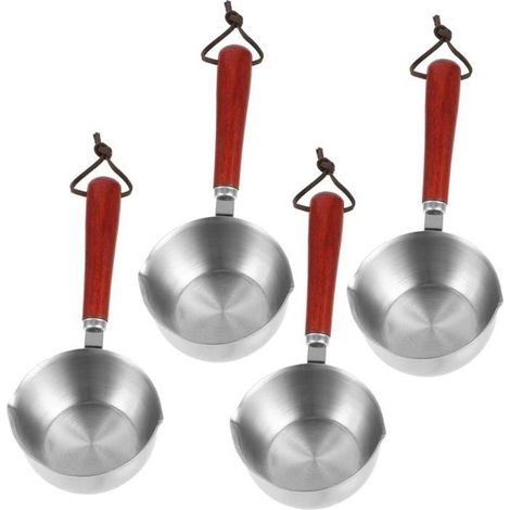 Lot de 4 mini-casseroles en acier inoxydable. Set de woks, poêles et marmites miniatures pour cuisine créative. (1/5)