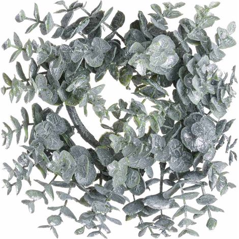 Small Frosted Eucalyptus Candle Wreath - Plastic - L8 x W25 x H25 cm