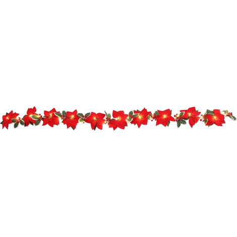 Guirlandes lumineuses LED, guirlandes lumineuses à fleurs rouges en velours, guirlandes lumineuses en forme de couronne, décorations extérieures, étanches, boîtier à piles, décorations de jardin. (1/3)