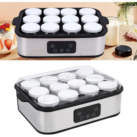 Yogurtiera elettrica con timer da 0 a 48 ore e controllo automatico della temperatura - 12 vasetti da 180 ml - Spina europea 220V (1/4)