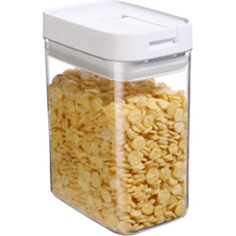 Caja de almacenamiento transparente para cereales, 800 ml, con tapa hermética, ideal para organizar tu cocina. (1/5)