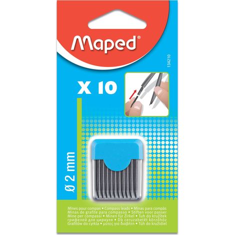 Inserts de compas - graphite 2 mm 10 pièces MAPED (1/3)