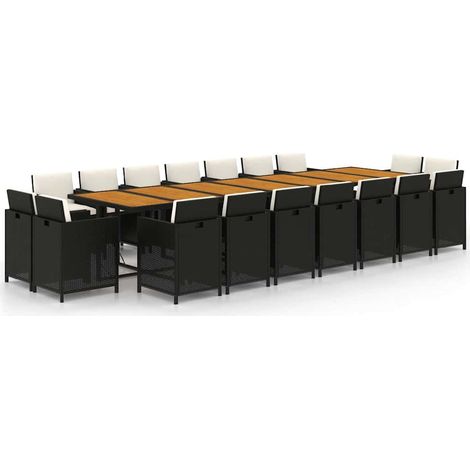 Maison Exclusive - Set da Pranzo da Giardino 19 pz con Cuscini in Polyrattan Nero (1/5)