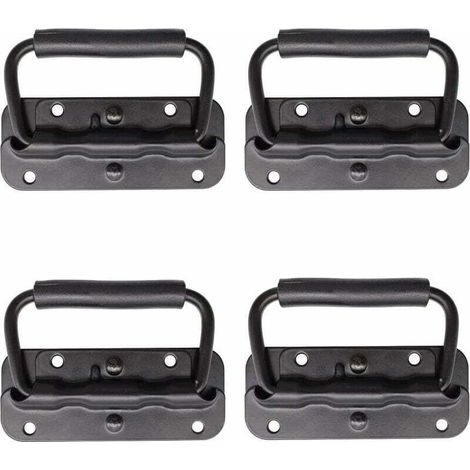 4 Pièce Poignée de Flight Case, Poignée à Ressort de Boîte à Outils, Traction Poignée Pliante à Ressort, Remplacement et Installation de la Poignée pour Boîtes à Outils ou Boîtes de Rangement