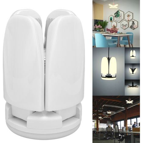 Projecteur LED pliable pour garage, modulable, ampoule E26/27, 4+1 feuilles, éclairage industriel et minier, éclairage d'usine, éclairage d'entrepôt, éclairage décoratif, 4+1 feuilles, 80 W 3000 K (1/5)