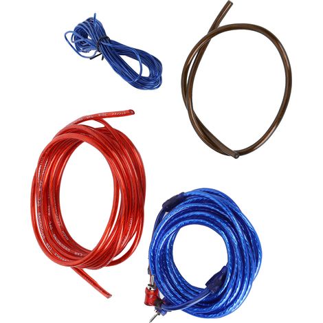 Kit de cables de audio para coche: kit amplificador de alta conductividad con cable de alimentación, enchufe de control y de puesta a tierra, materiales ABS/PVC duraderos, para subwoofer y altavoces. (1/5)