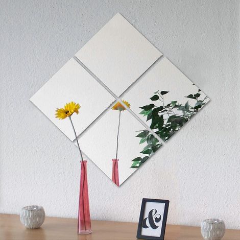 Carreaux de miroir 30 x 30 cm, lot de 4, carrelage mural, décoration murale (1/5)