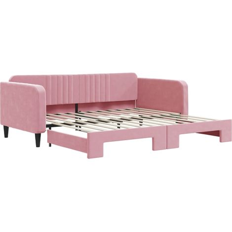 Tagesbett Ausziehbar Rosa 100x200 cm Samt vidaXL