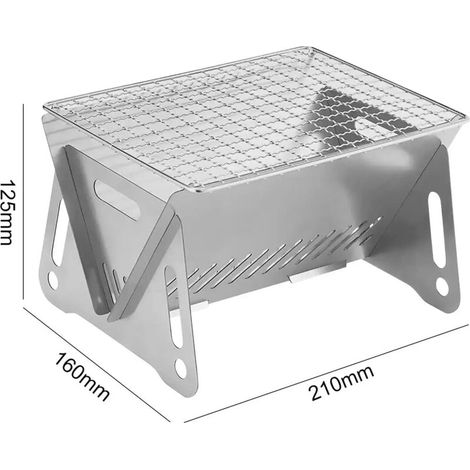 Réchaud de barbecue pliable et portable en acier inoxydable, multifonctionnel, idéal pour la pêche, la randonnée et la survie. (1/5)